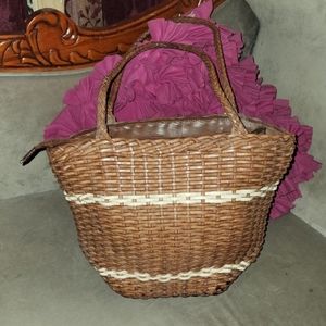 ellepi Made In Italy Genuine Leather Woven Handbag EUC